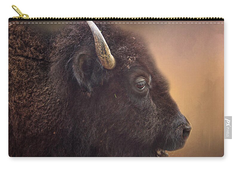 American Buffalo Zip Pouch featuring the photograph Bison by David and Carol Kelly