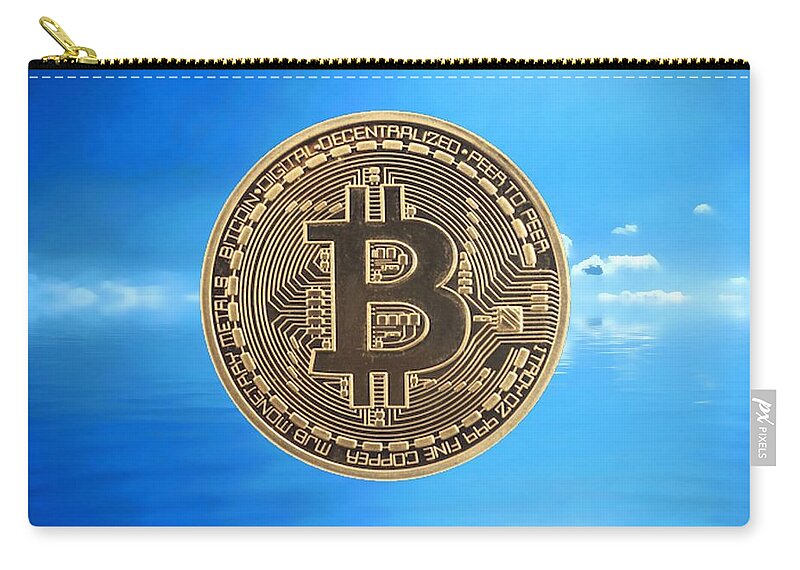 Bitcoin Zip Pouch featuring the photograph Bitcoin Revolution by Chris Montcalmo