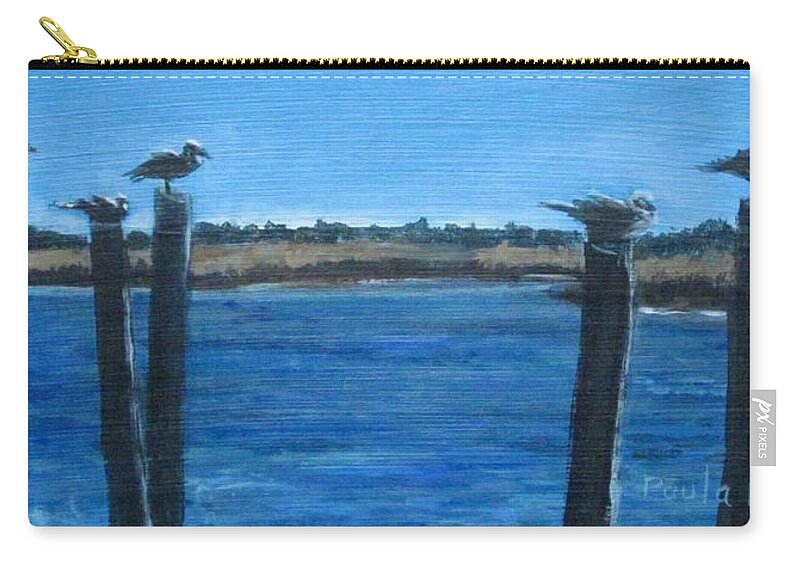 Seagulls Zip Pouch featuring the painting Bivalve Seagulls by Paula Pagliughi