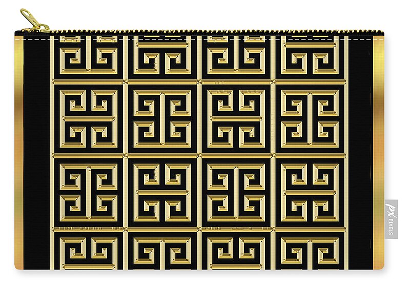 Black And Gold 11 - Chuck Staley Zip Pouch featuring the digital art Black and Gold 11 by Chuck Staley