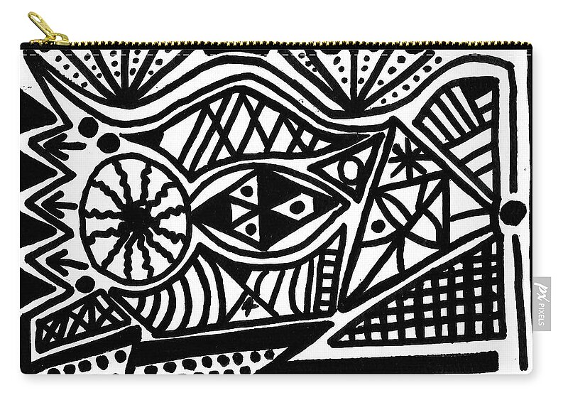 Original Art Zip Pouch featuring the drawing Black and White 4 by Susan Schanerman