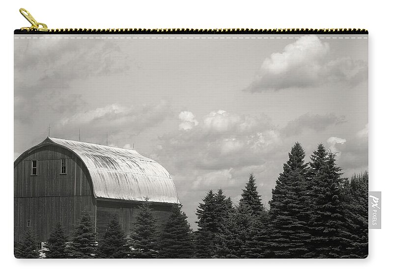 Black And White Barn Photographs Zip Pouch featuring the photograph Black and White Barn by Joann Copeland-Paul