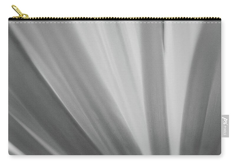 Photograph Zip Pouch featuring the photograph Black and White Mum Petals by Larah McElroy