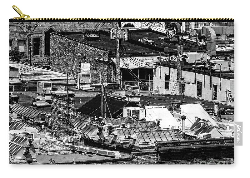 Photography Zip Pouch featuring the photograph Black And White Rooftops by Phil Perkins