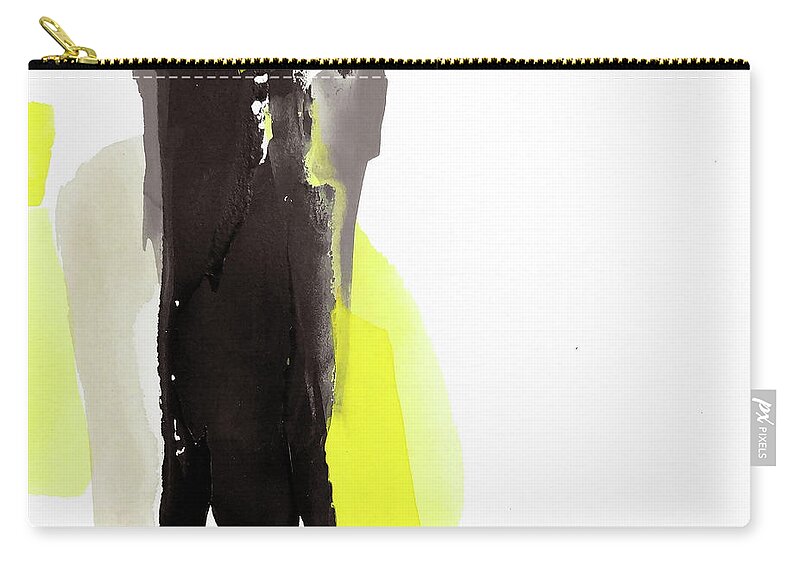 Original Watercolors Zip Pouch featuring the painting Black and Yellow 2 by Chris Paschke