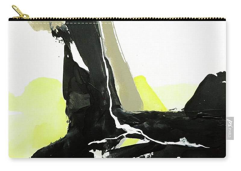 Original Watercolors Carry-all Pouch featuring the painting Black and Yellow 5 by Chris Paschke