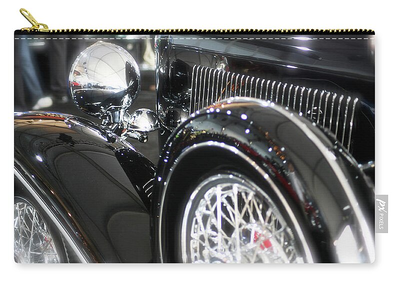 Vintage Autos Zip Pouch featuring the photograph Black Beauty by Ave Guevara