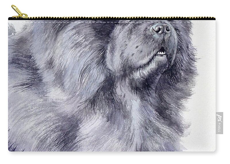 Dog Zip Pouch featuring the painting Black Chow Chow by Christopher Shellhammer