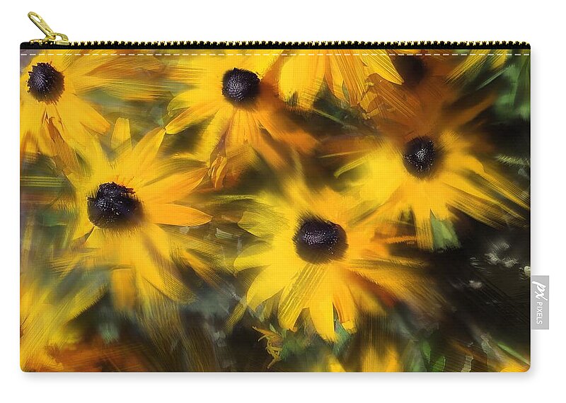 Flowers Zip Pouch featuring the digital art Black Eyed Susans by Looking Glass Images