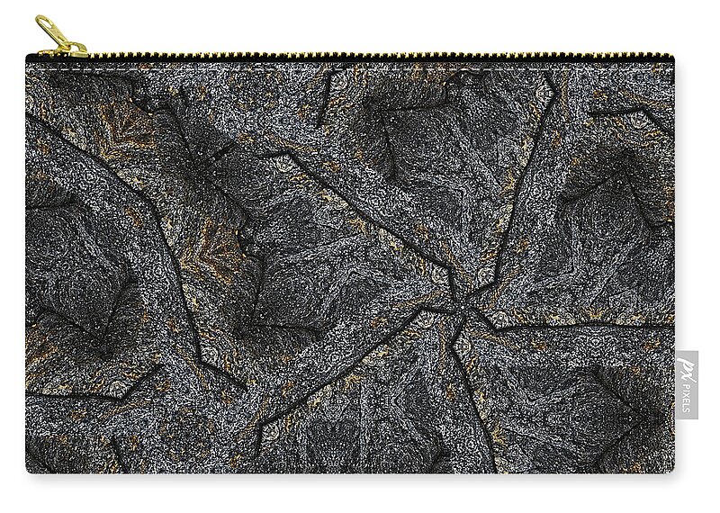 Rock Zip Pouch featuring the photograph Black Granite Kaleido #1 by Peter J Sucy