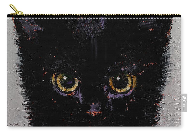 Art Zip Pouch featuring the painting Black Kitten by Michael Creese