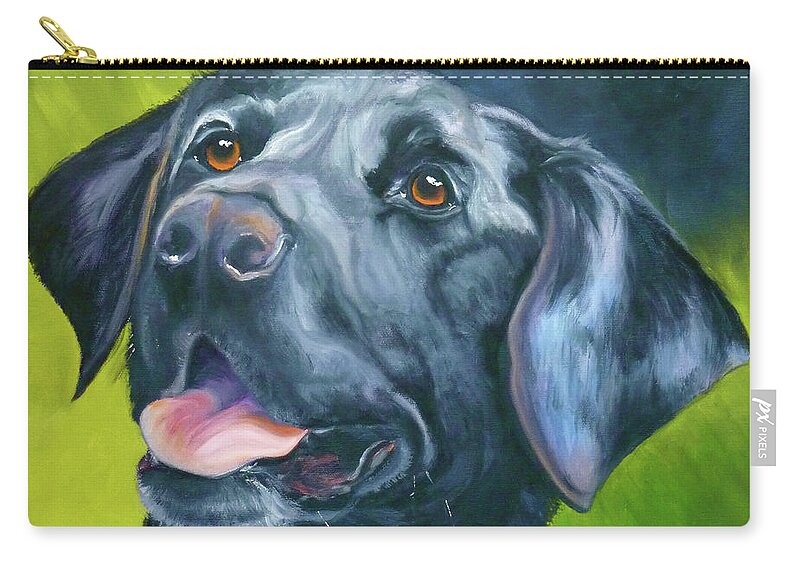 Labrador Retriever Zip Pouch featuring the painting Black Lab Forever by Susan A Becker