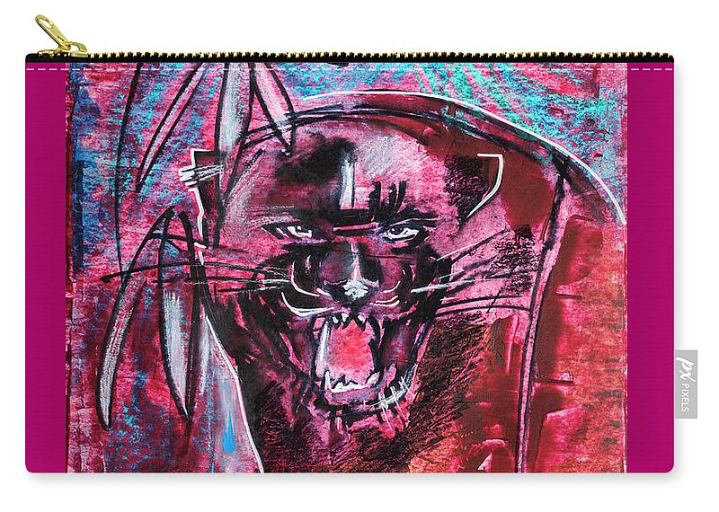 Panter Zip Pouch featuring the drawing Black panther, original painting by Ariadna De Raadt
