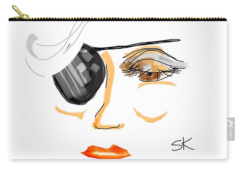 Face Zip Pouch featuring the digital art Black Patch by Sherry Killam
