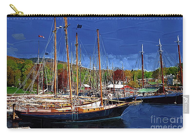 Sailboats Zip Pouch featuring the digital art Black Sailboats by Kirt Tisdale