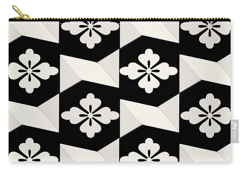 Black Zip Pouch featuring the photograph Black White Tiles by Rockin Docks Deluxephotos