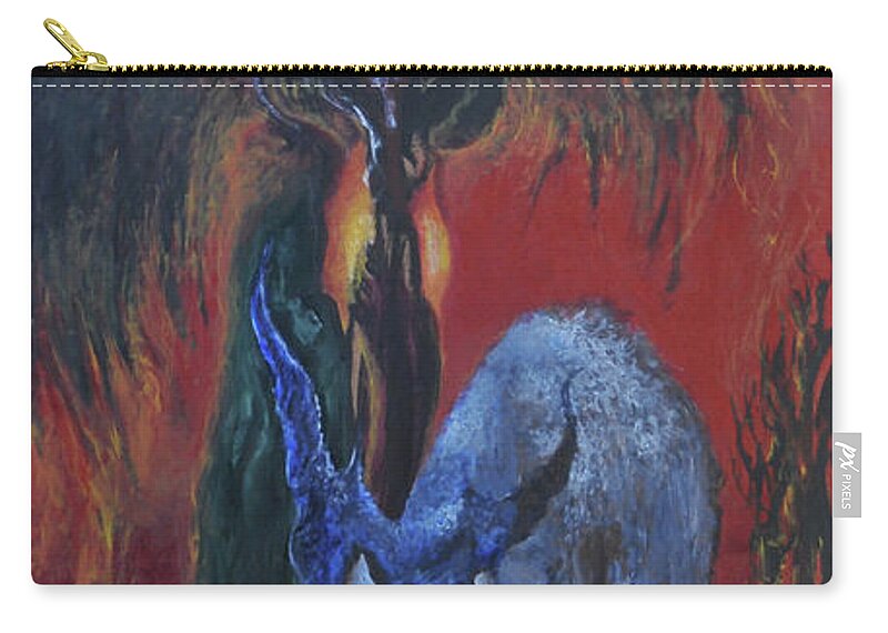 Ennis Zip Pouch featuring the painting Blackberry Thorn Psychosis by Christophe Ennis