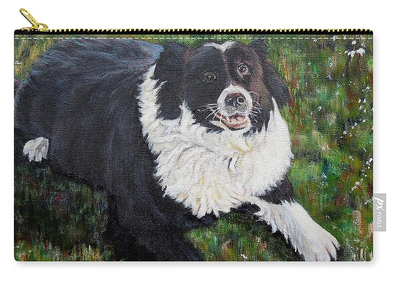 Dog Carry-all Pouch featuring the painting Blackie by Marilyn McNish