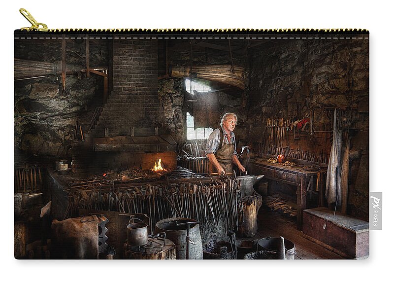 Hdr Zip Pouch featuring the photograph Blacksmith - This is my trade by Mike Savad