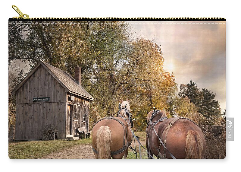 Horses Zip Pouch featuring the photograph Blacksmith Bound by Robin-Lee Vieira