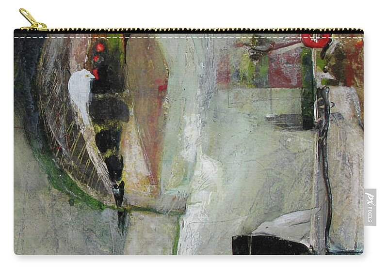 Birds Zip Pouch featuring the painting Blanco Birds by Carole Johnson
