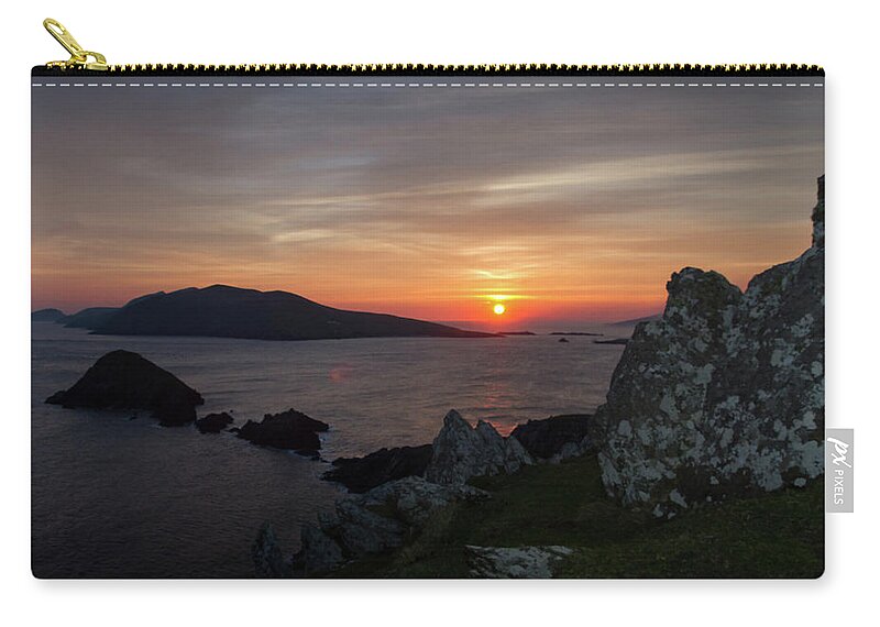 Blasket Zip Pouch featuring the photograph Blasket Islands At Sunset by Mark Callanan