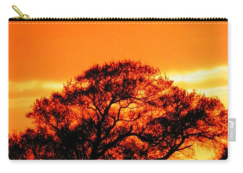 Trees Zip Pouch featuring the photograph Blazing Oak Tree by Karen Wiles