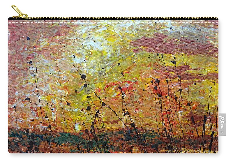 Blazing Prairie Zip Pouch featuring the painting Blazing Prairie by Jacqueline Athmann