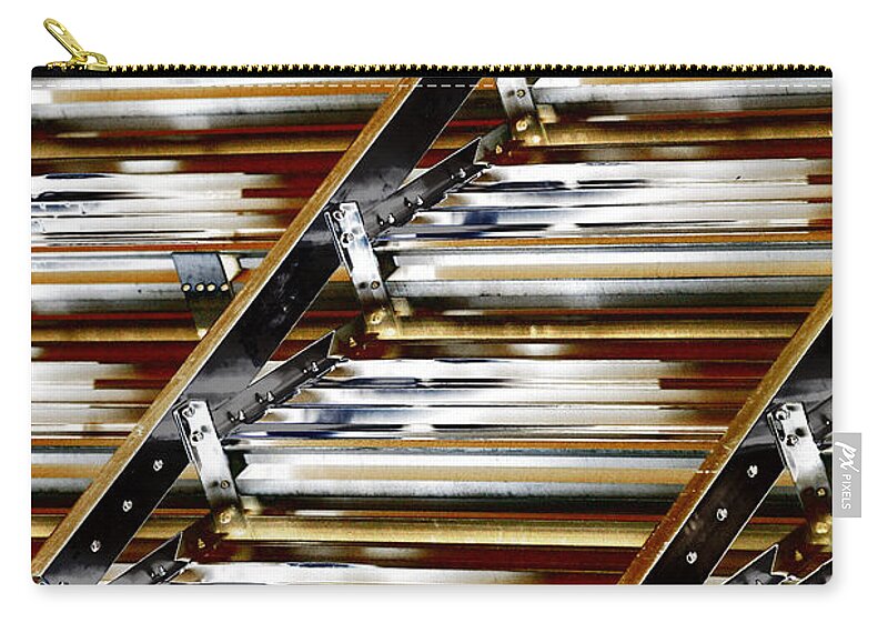 Bleachers Zip Pouch featuring the digital art Bleachers Stacked for Winter by Kae Cheatham