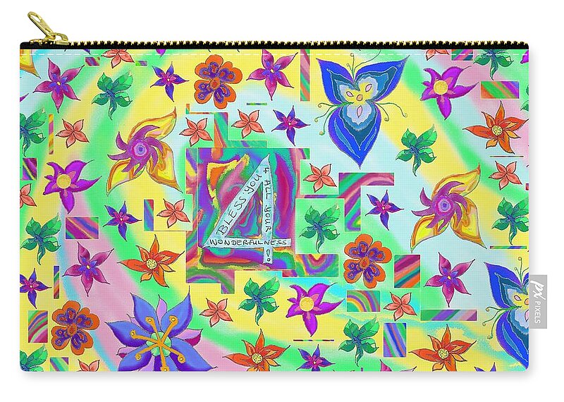 Bless Zip Pouch featuring the drawing Bless You 4 Your Wonderfulness by Julia Woodman
