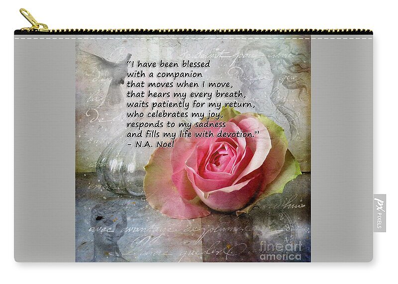 Rose Zip Pouch featuring the photograph Blessed Companion by Janice Pariza