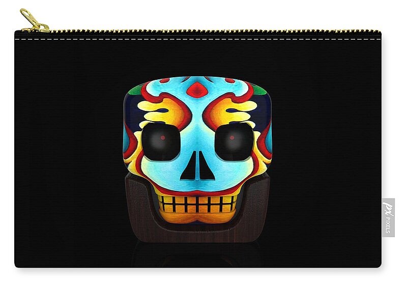 Skull Zip Pouch featuring the painting Block Skull by Amy Ferrari