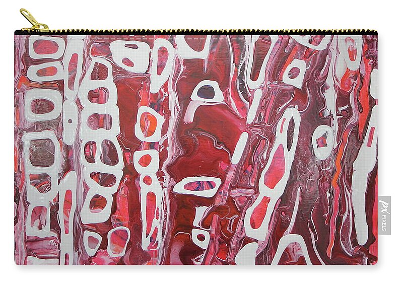 Red Zip Pouch featuring the painting Artifact 2 by Madeleine Arnett
