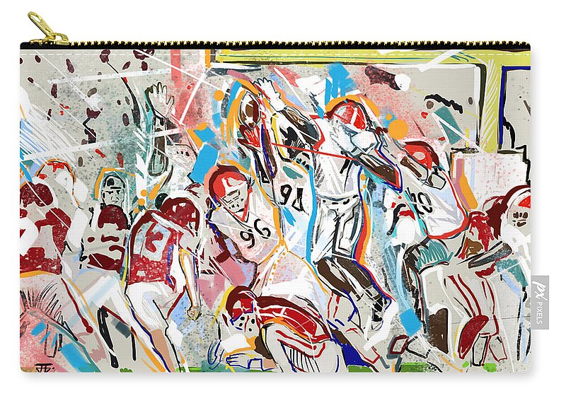Uga Rosebowl Zip Pouch featuring the painting Blocked by John Gholson