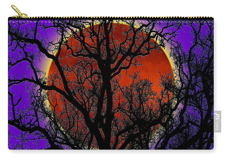 Moon Zip Pouch featuring the photograph Blood Moon Trees by Barbara Tristan