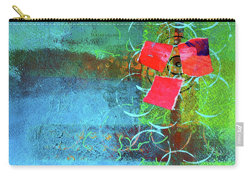 Abstract Mixed Media Art Zip Pouch featuring the mixed media Bloom Abstract Collage by Nancy Merkle