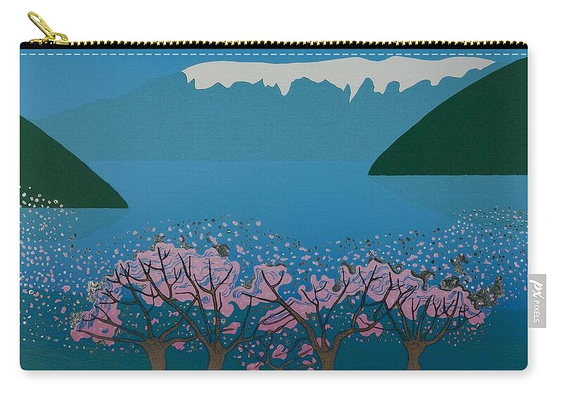 Landscape Zip Pouch featuring the mixed media Blossom in the Hardanger fjord by Jarle Rosseland