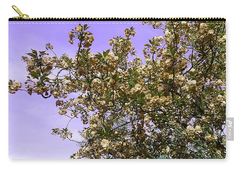 Fantasy Zip Pouch featuring the photograph Blossom O'clock In Pale Gold by Rowena Tutty