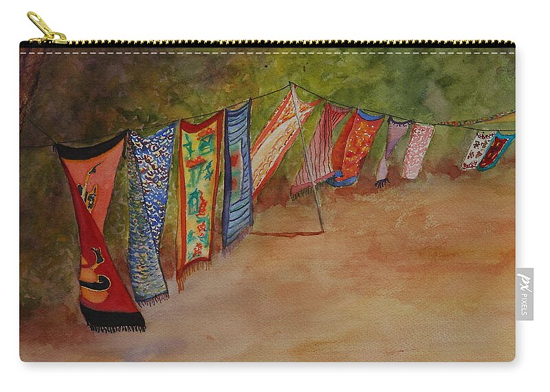 Sari Carry-all Pouch featuring the painting Blowin' in the Wind by Ruth Kamenev