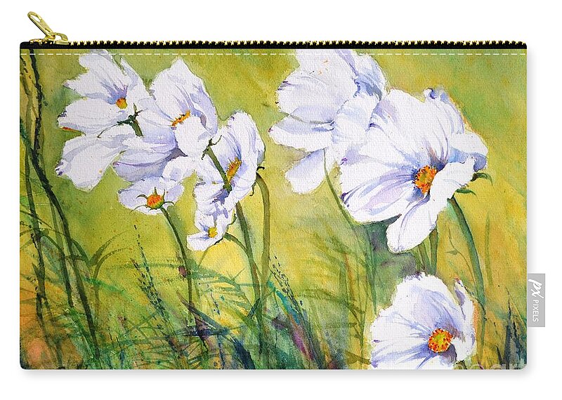 Florals Zip Pouch featuring the painting Blowing in the wind by Betty M M Wong