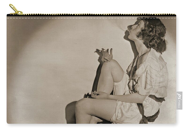 Blowing Smoke 1922 Zip Pouch featuring the photograph Blowing Smoke 1922 by Padre Art