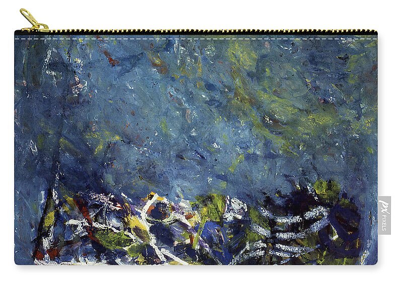 Painting Zip Pouch featuring the painting Blue Abstract by Richard Baron