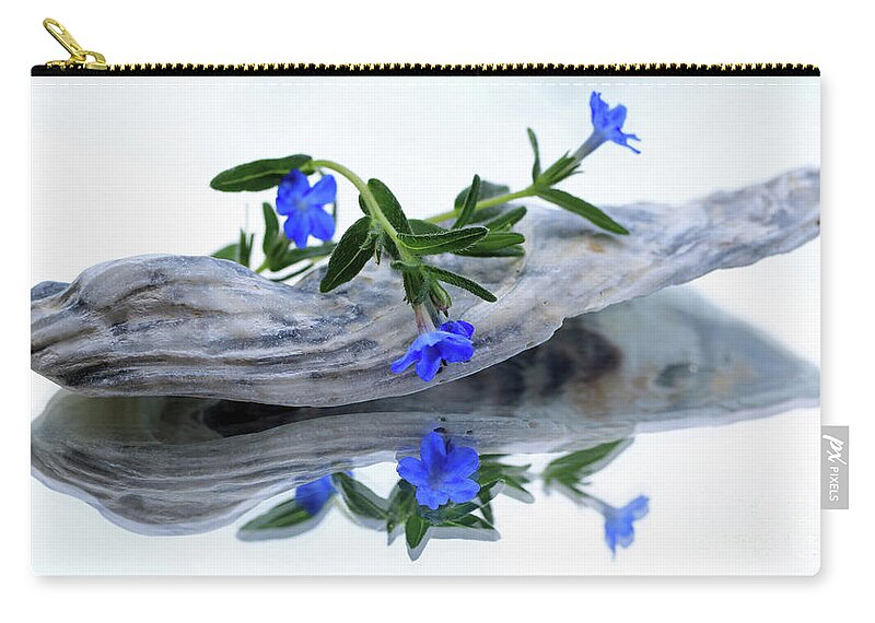 Macro Zip Pouch featuring the photograph Blue and Gray II by Mary Haber
