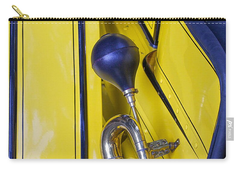 Vintage Zip Pouch featuring the photograph Blue and Yellow Vintage Car Detail by Venetia Featherstone-Witty