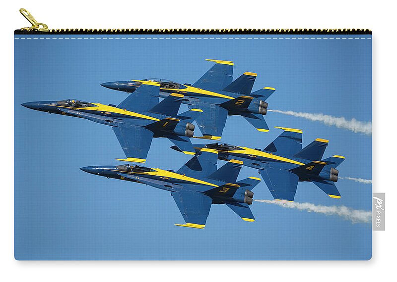 3scape Zip Pouch featuring the photograph Blue Angels Diamond Formation by Adam Romanowicz
