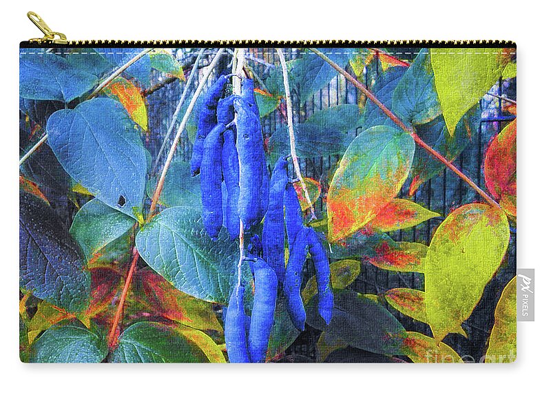 Mona Stut Zip Pouch featuring the digital art Blue Beans 3 by Mona Stut