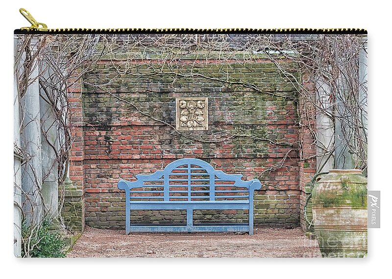 Blue Bench Zip Pouch featuring the photograph Blue Bench by Patty Colabuono
