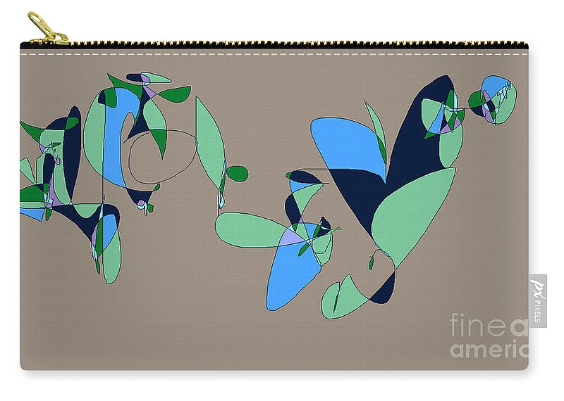 Abstract Digital Art Zip Pouch featuring the digital art Blue Bird by Nancy Kane Chapman