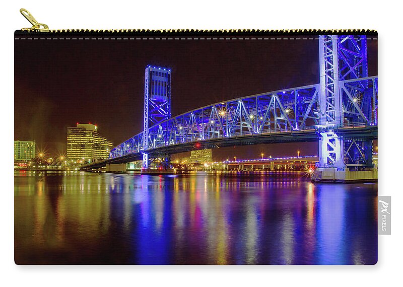 Night Zip Pouch featuring the photograph Blue Bridge 2 by Arthur Dodd