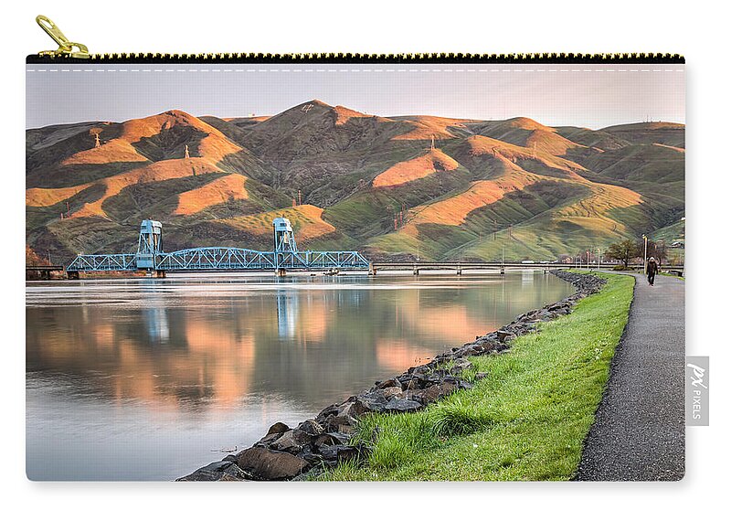 Lewiston Zip Pouch featuring the photograph Blue Bridge from the Levee by Brad Stinson